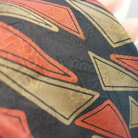 Vintage Hugo Boss Italy men's Silk Tie Black Red Gold Mid Century design